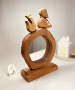 Alternative view of آینه چوبی دست ساز شازده کوچولو و روباه رومیزی و دیواری (چوب توسکا )