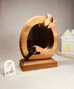 آینه ماهی سیاه کوچولو چوب توسکا دستساز دیواری و رومیزی