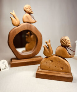 ست دکوراتیو آینه رومیزی و مجسمه شازده کوچولو چوب توسکا دستساز